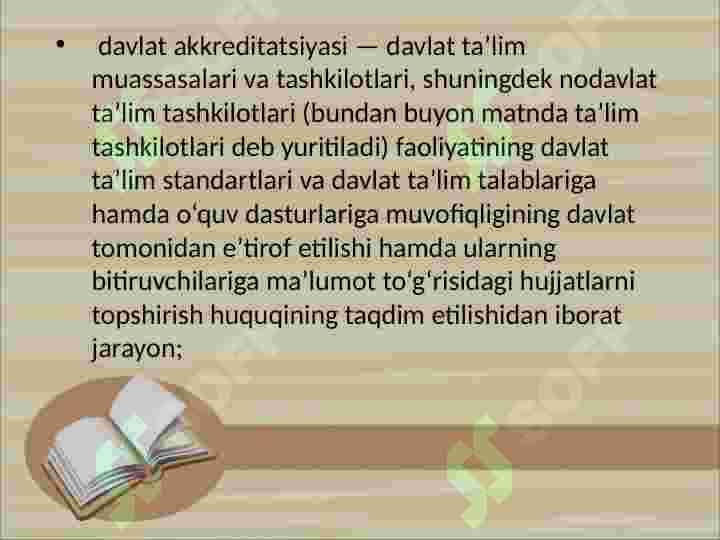 O'zbekiston Respublikasining "Ta'lim to'g'risidagi " qonuni" va uning mohiyati. 4
