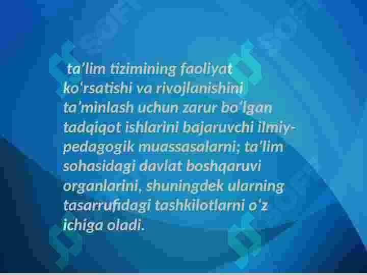 O'zbekiston Respublikasining "Ta'lim to'g'risidagi " qonuni" va uning mohiyati. 4