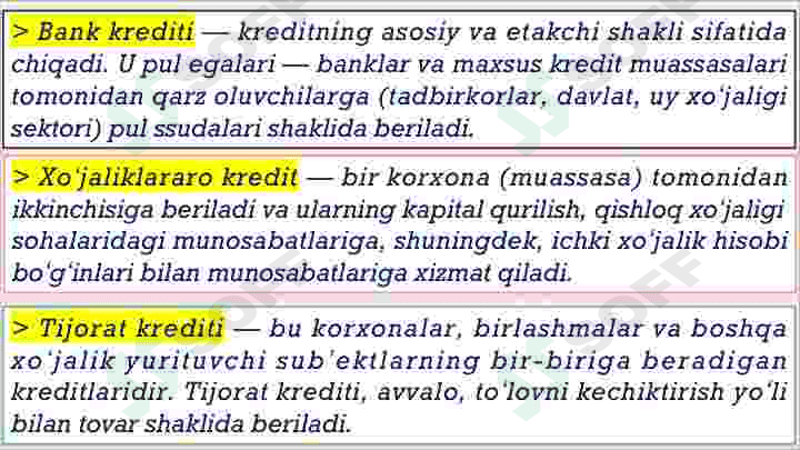 Bank kredit munosabatlari 6