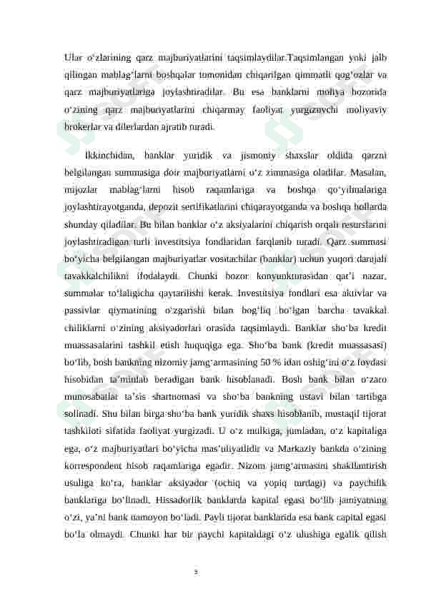 Banklar, ularning turlari va kredit tizimidagi roli 6