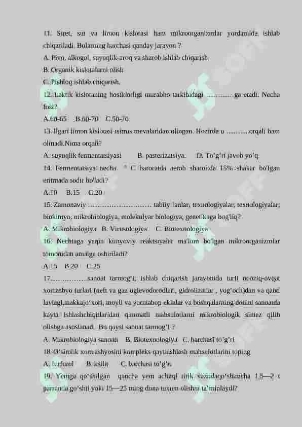 Oziq-ovqat sanoatida mikroorganizmlarning ishlatilishi 2