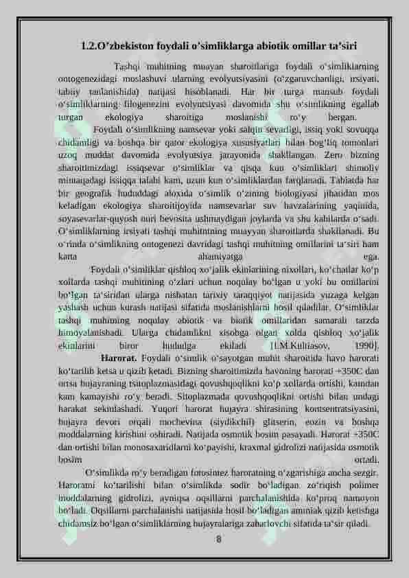 O`zbekistondagi foydali o`simliklar 8