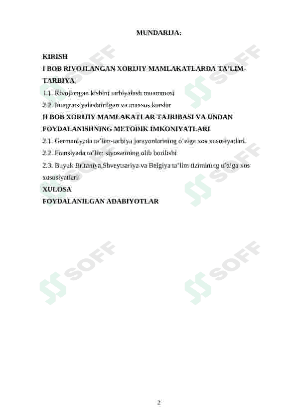 BOLA TARBIYASIDA XORIJIY MAMLAKATLAR TAJRIBASIDAN FOYDALANISHNING METODIK IMKONIYATLARI 2