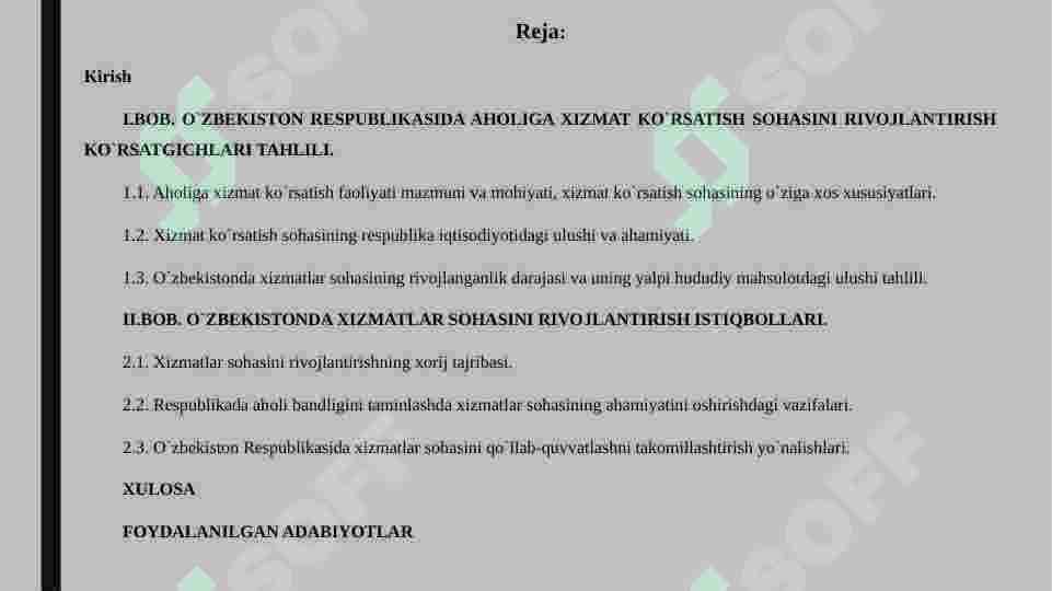 Aholiga xizmat ko`rsatish sohalari geografiyasi 2