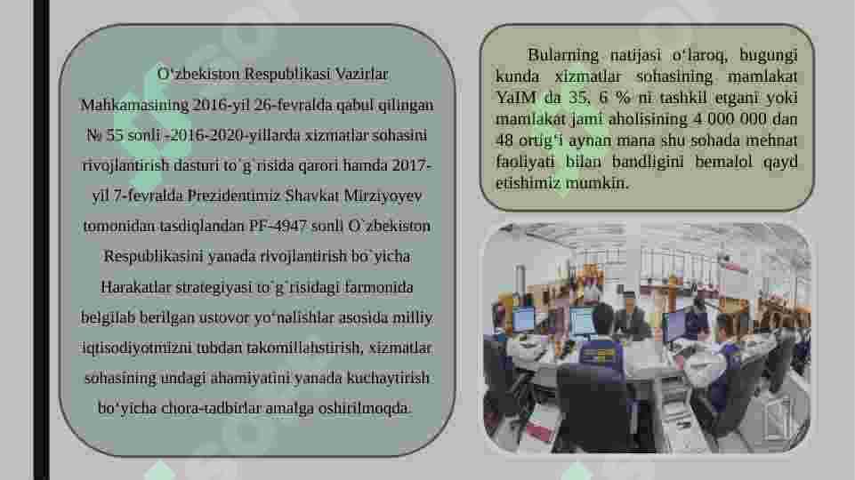 Aholiga xizmat ko`rsatish sohalari geografiyasi 7