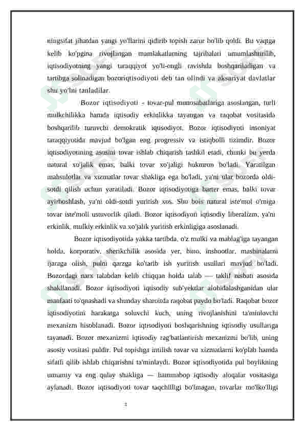 Bozor iqtisodiyotiga o'tishning o'zbek modeli va uning o’ziga xos xususiyatlari 5