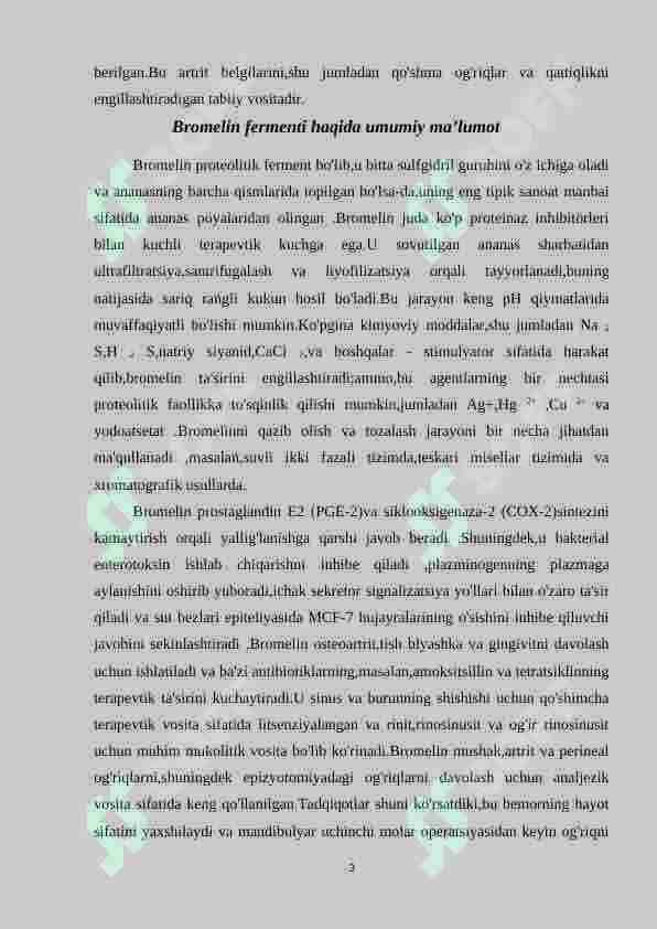 Bromelin fermentining tibbiyotda qo’llanilishi 3