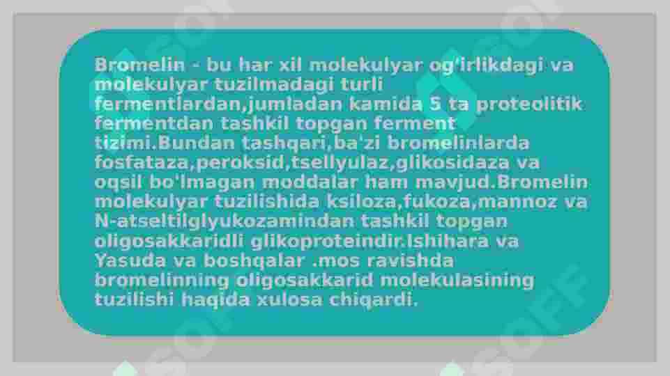 Bromelin fermentining oziq-ovqat sanoatida qo’llanilishi 6