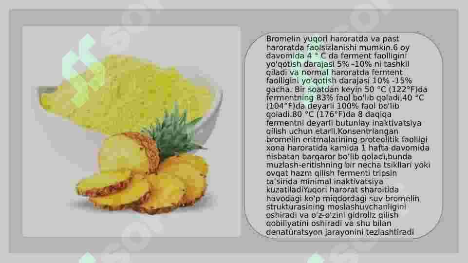 Bromelin fermentining oziq-ovqat sanoatida qo’llanilishi 8
