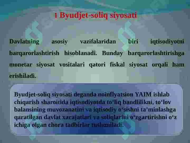 Budjet-soliq siyosati 2