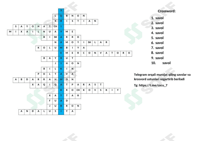 Krosvord | mustaqil ish 1