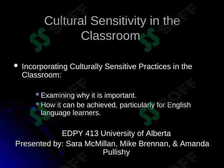 Cultural Sensitivity in the Classroom