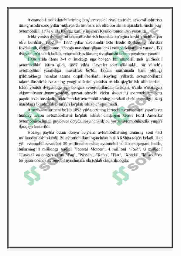 Avtomobil tuzilishi fanidan dars ishlanmasi 7