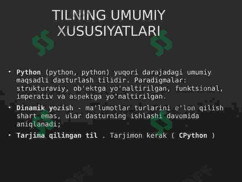 DASTURLASH TILI PYTHON 2