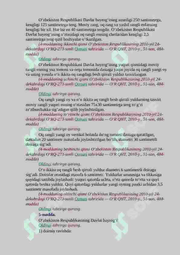 MUSTAQIL O’ZBEKISTON RESPUBLIKASI DAVLAT RAMZLARI 6
