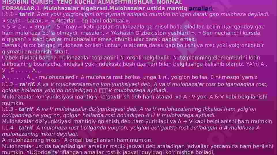 TENG KUCHLI ALMASHTIRISHLAR YORDAMIDA FORMULANI KELTIRILGAN NORMAL FORMAGA AYLANTIRISH 3