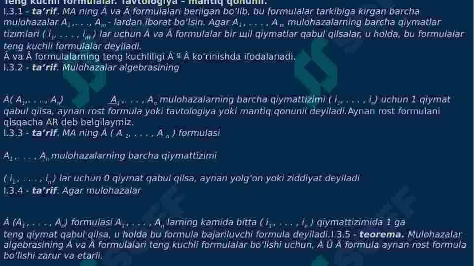 TENG KUCHLI ALMASHTIRISHLAR YORDAMIDA FORMULANI KELTIRILGAN NORMAL FORMAGA AYLANTIRISH 4