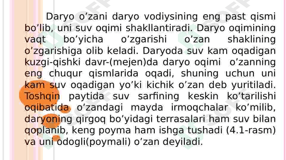 Daryo o'zanining shakllanishi 2