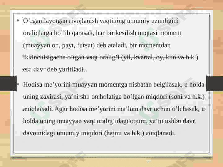 Dinamikani statistik o’rganish usullari 4