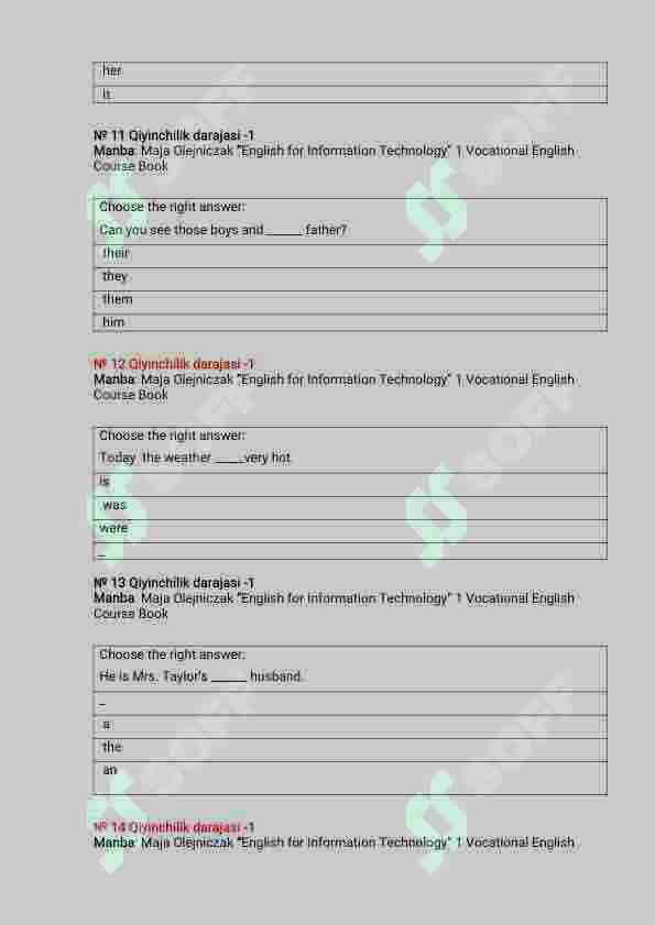 Ingiliz tili yakuniy baza. TATU. 4