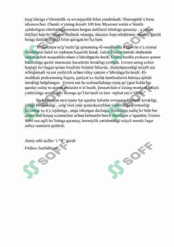 Genri Slizarning qatl kuni nomli hikoyasi asosida yozilgan tahliliy esse 2