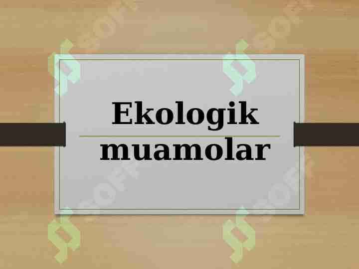 Ekologik muamolar