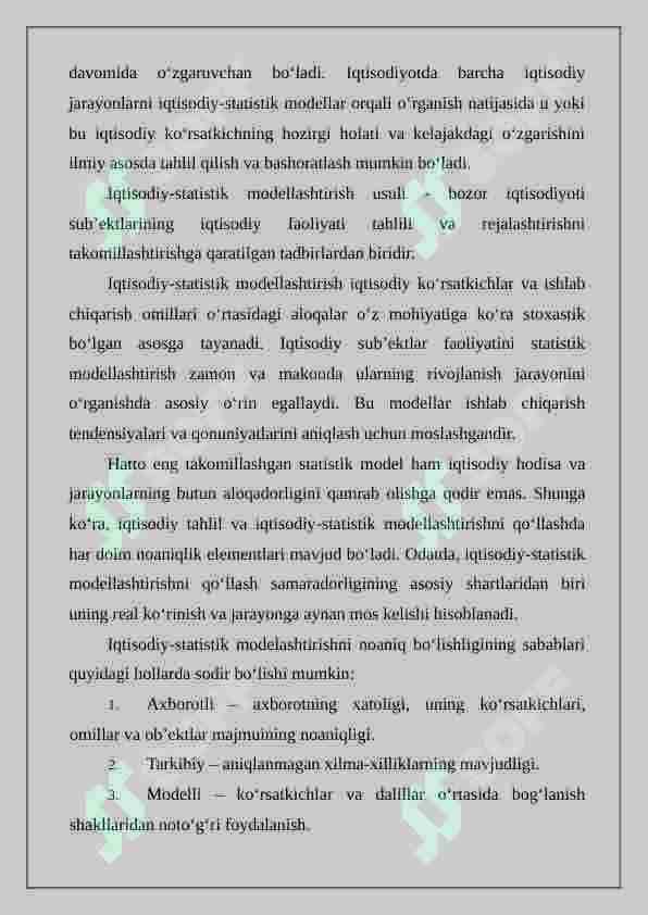 EKONOMETRIK MODELLARNING AXBOROT TA’MINOTI 3