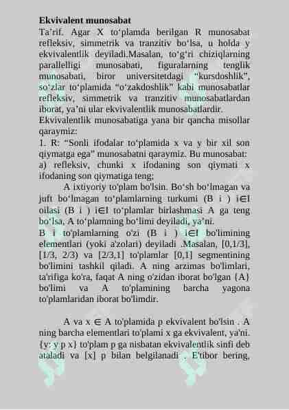 Ekvivalent munosabat