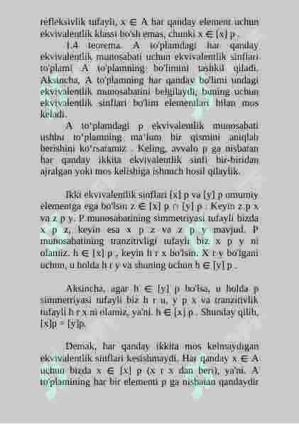 Ekvivalent munosabat 2