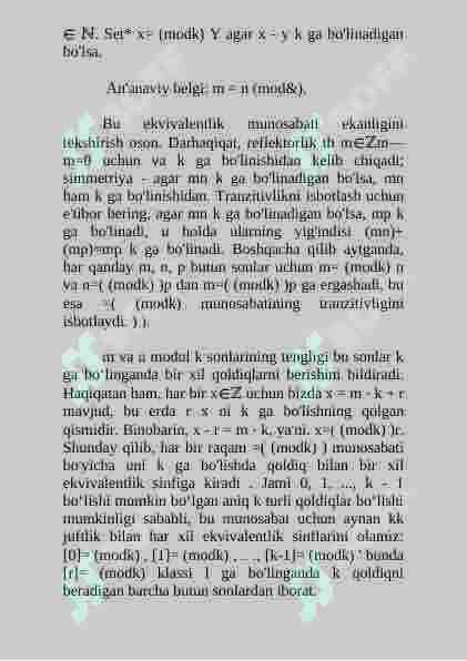 Ekvivalent munosabat 4