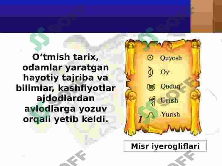 Eng qadimgi Yozuv  5- sinf Tarix fani darsligi asosida 9-mavzu 3