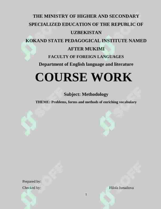 Problems, forms and methods of enriching vocabulary 1