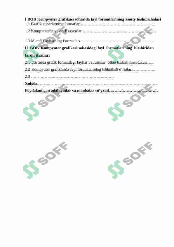 Kompyuter grafikasi sohasidagi fayl  formatlari va bir-biridan farqli jixatlari 3