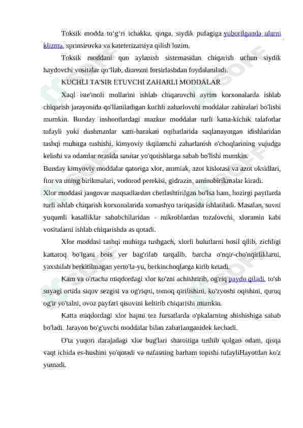 O'tkir zaharlanishlar va ularga qarshi kurash chora-tadbirlari 3