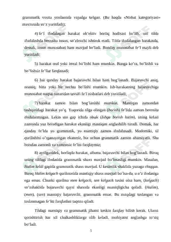 Fe'llarning ma'no turlari va uning ta'lim bosqichlari darsliklarda berilishi 5