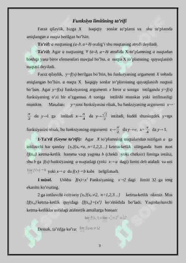 Kòp òzgaruvchi funksiyada aniqlash sohasi grafigi limiti va uzluksizligi 3