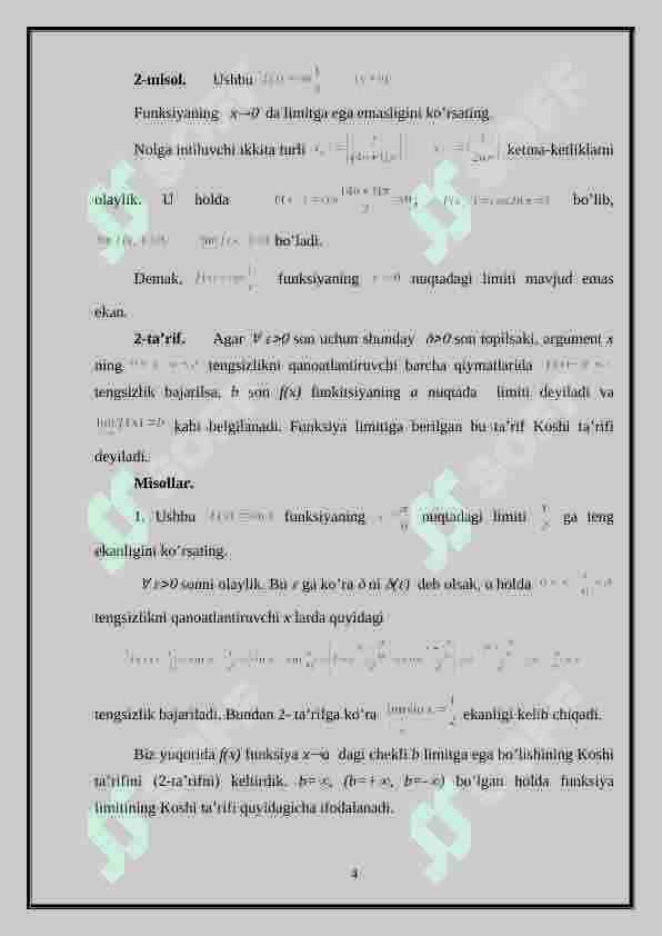 Kòp òzgaruvchi funksiyada aniqlash sohasi grafigi limiti va uzluksizligi 4