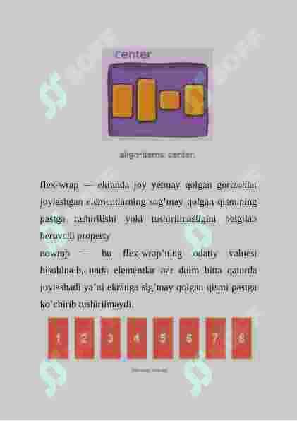 Flexbox qutilarni to’g’ri joylashtirish. 8
