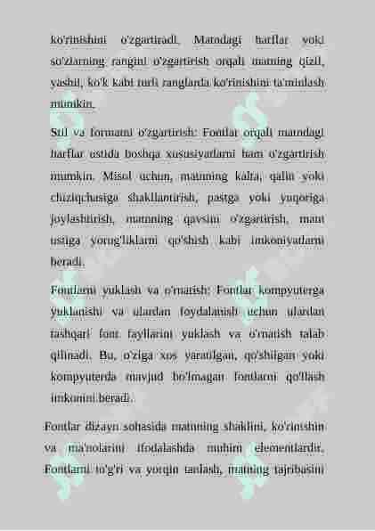 Fontlar bilan ishlash   mantni hajmi,kattaligi 3