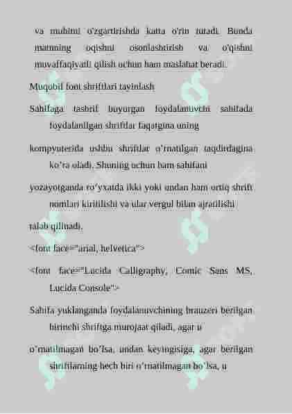 Fontlar bilan ishlash   mantni hajmi,kattaligi 4