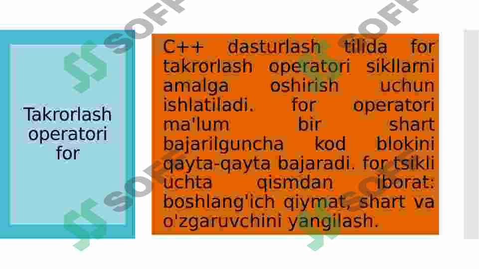 C++ For Takrorlash operatori 2