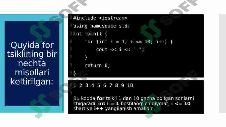 C++ For Takrorlash operatori 4