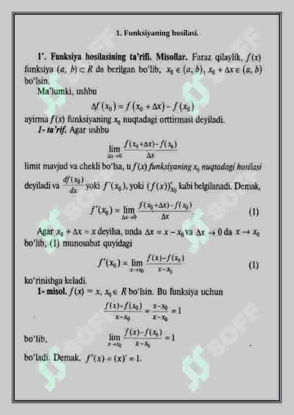 Funksiyaning hosilasi 4