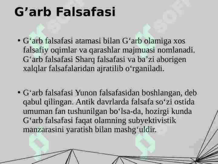 G'arb Falsafasi 2