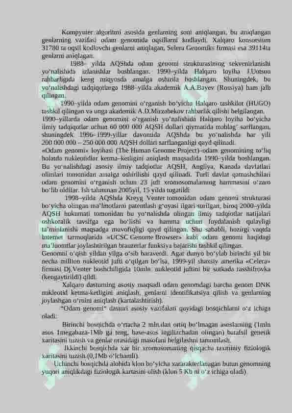 Gen. Genlar tuzilishi, genomlar xilma-xilligi va genetik taxlil 3
