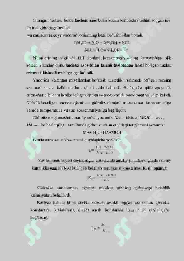 Tuzlarning Gidrolizi 8
