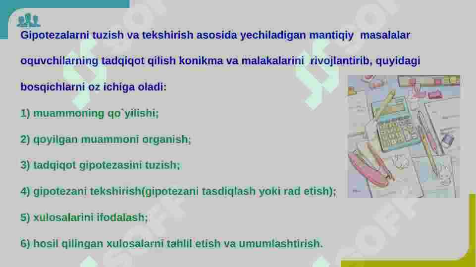 Gipotezalar tuzish va tekshirish asosida mantiqiy masalalar yechish usullari 3