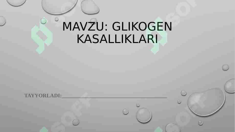 Glikogen kasalliklari