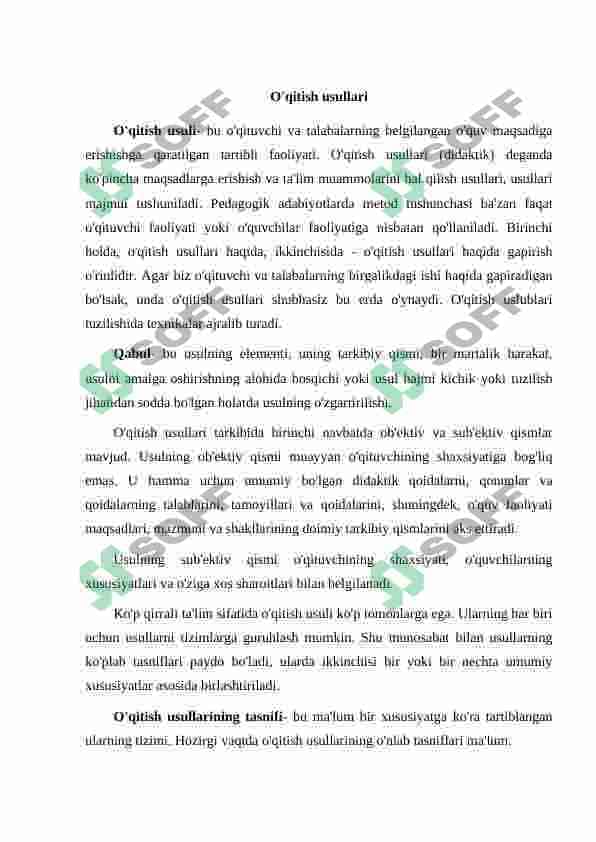 An'anaviy va noan'anaviy darslar haqida umumiy tushuncha va ularning boshlangich ta'limda qo'llanilishi 5