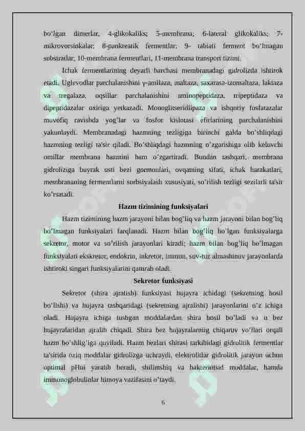 Hazm tizimi filogenezi va buzilishlari 6